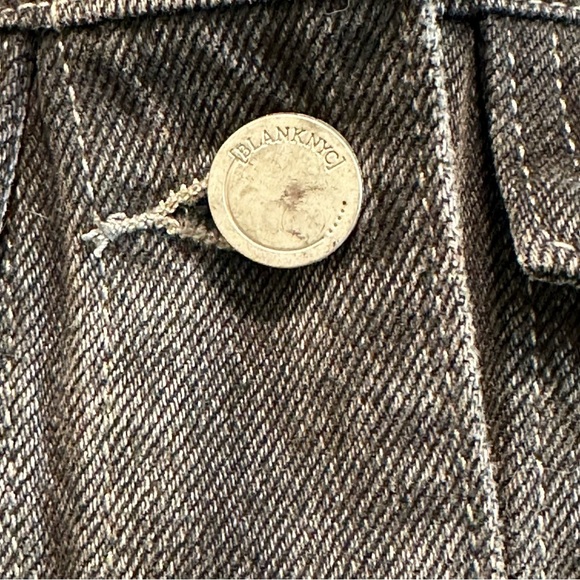 Blank NYC Thrill Seeker Peplum Distressed Black Charcoal Denim Jacket Sz S - Picture 6 of 13